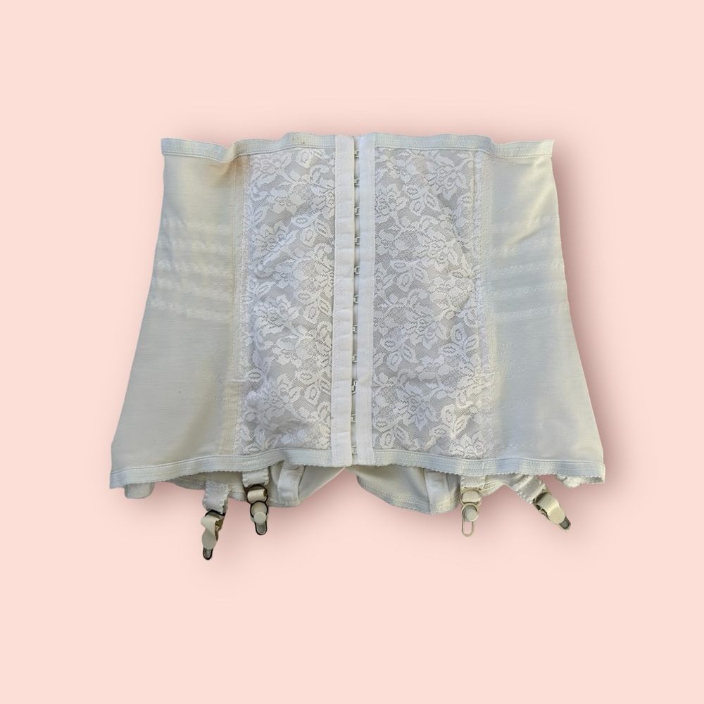 Vintage Shapette by Rago Girdle Corset Shaper Size 32 Ivory Lace with Hooks